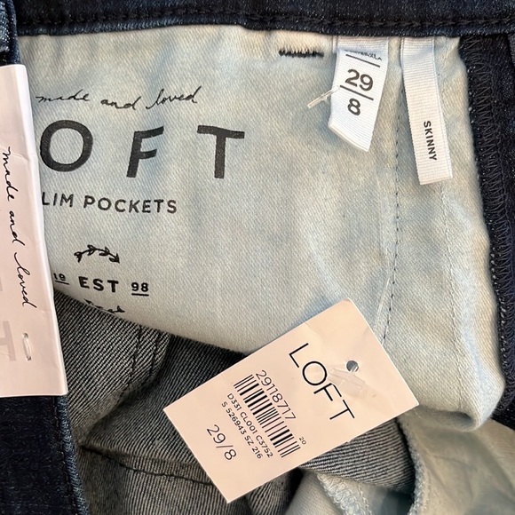 Loft Skinny Jeans 29 Dark Blue Color - Zippered Ankle - Slim Pockets - Picture 8 of 8